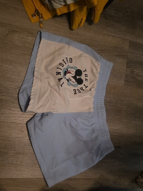 Disney Pants - Disney Light Blue and Cream Mickey Graphic Lounge Shorts